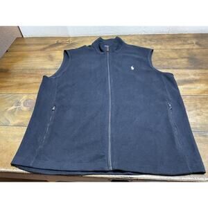 Polo Ralph Lauren Heavy Weight Fleece Full Zip Sweater Black Vest Mens XL